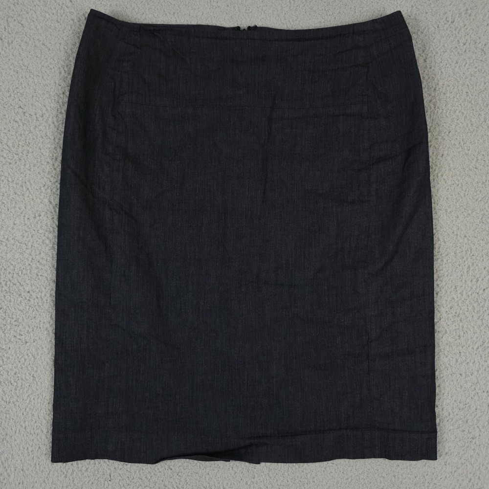 Ann Taylor Skirt Womens 8 Dark Chambray Blue Pencil Lined Career Office Stretch